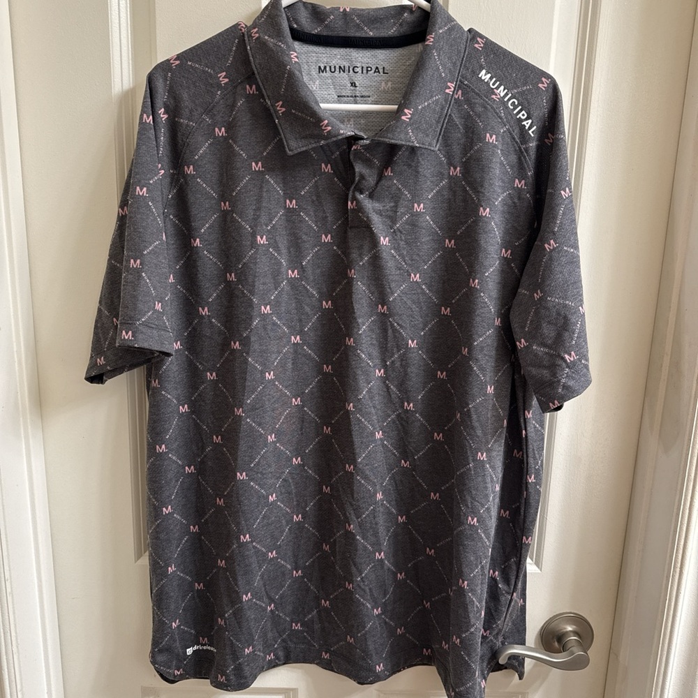 Muncipal Gray Polo Shirt with Pink Accents